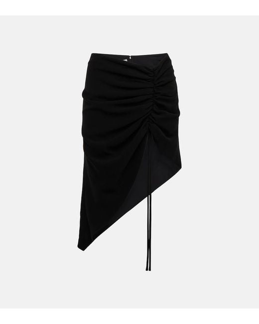 Monot Black Asymmetric Crepe Midi Skirt