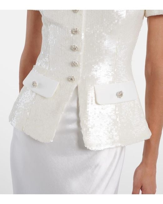 Self-Portrait White Sequined Maxi Dress