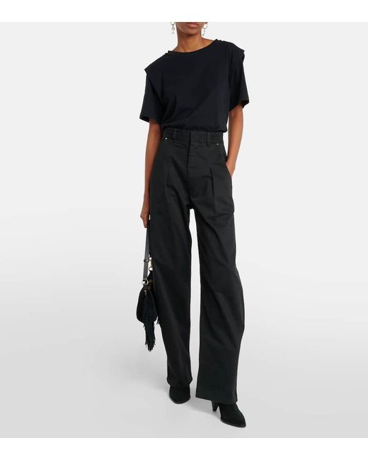 Isabel Marant Black High-Rise-Hose Lenadi Aus Baumwolle