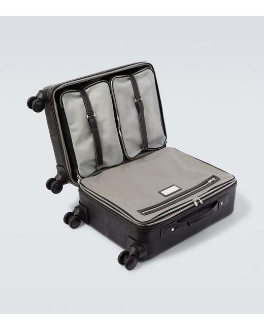 Brunello Cucinelli Black Leather Carry-On Suitcase for men