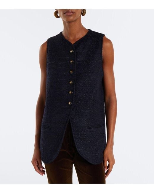 Etro Blue Wool-Blend Vest