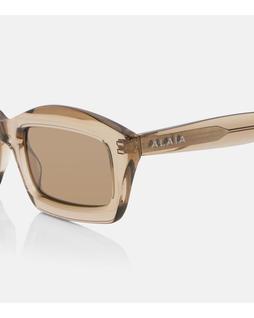 Alaïa Natural Lettering Logo Rectangular Sunglasses