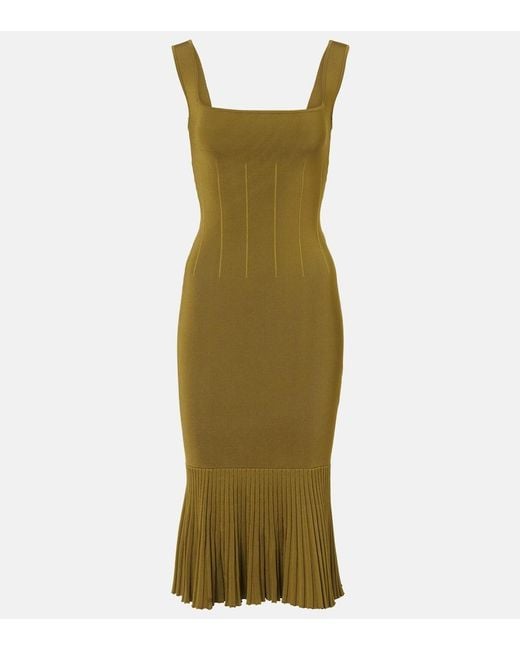 Galvan Green Atalanta Knitted Midi Dress