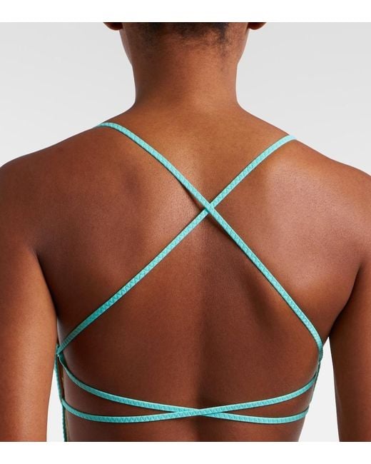 Missoni Green Open-Knit Lame Swimsuit