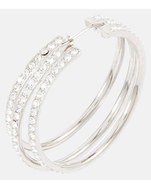 AMINA MUADDI White Vittoria Crystal-embellished Hoop Earrings