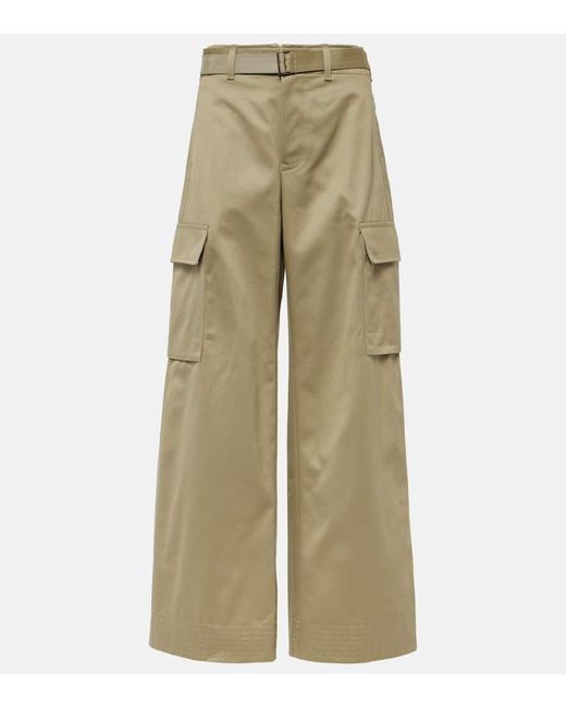 Pantalones anchos de gabardina de algodon Sacai de color Natural