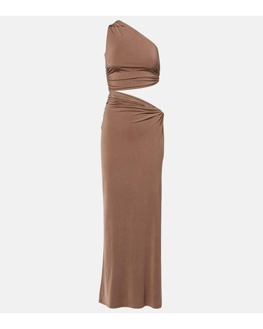JADE Swim Brown Yana Cutout One-Shoulder Maxi Dress