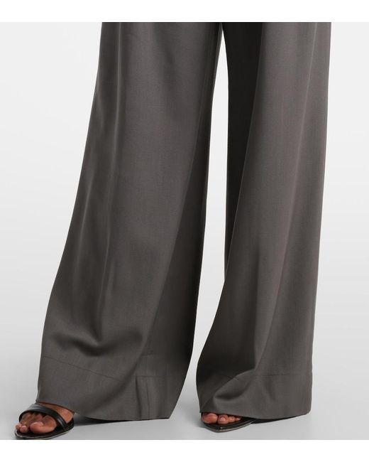 Wardrobe NYC Gray High-Rise Wool Wide-Leg Pants