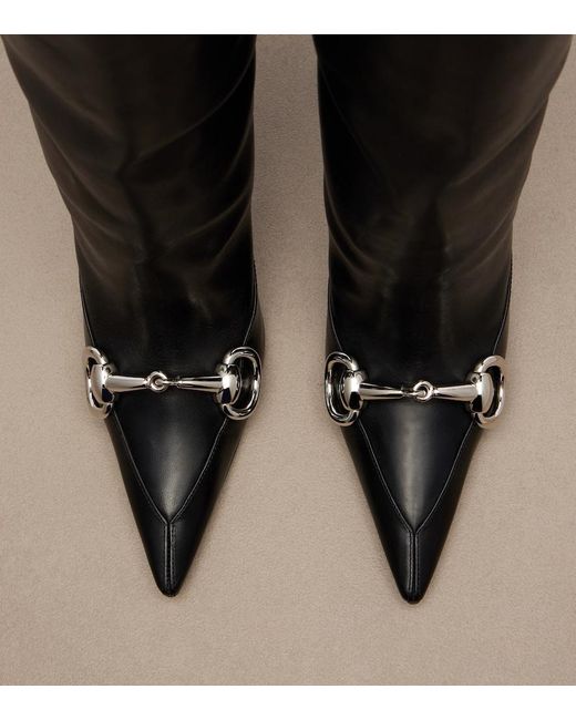 Gucci Black Boulevard Horsebit Leather Knee-High Boots