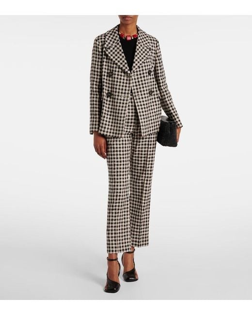 Max Mara Natural Max Mara Daisy Gingham Cropped Straight Pants