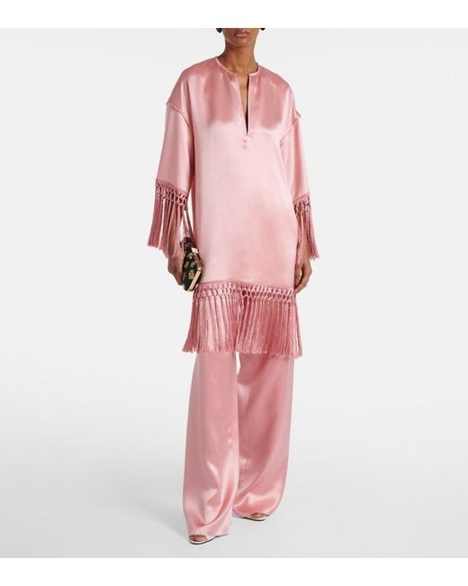 Valentino Pink Silk Duchess Satin Wide-Leg Pants