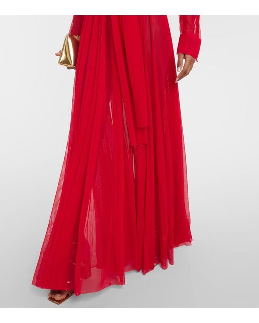 Norma Kamali Red Chiffon Gown