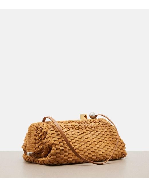 Jacquemus Natural Salon Woven Suede Clutch