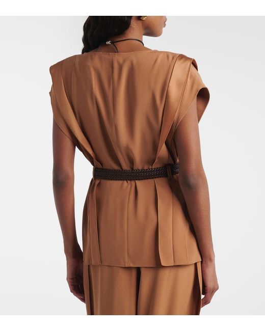 Max Mara Brown Belted Crepe Top