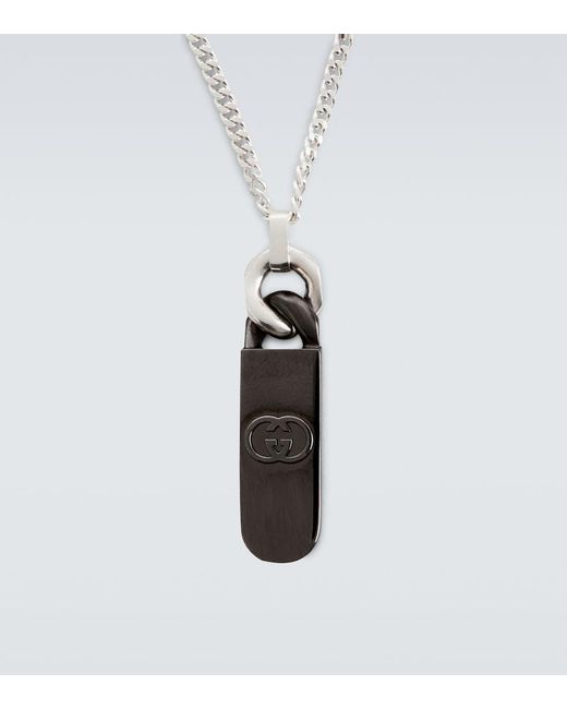 Collana Con Pendente Interlocking G di Gucci in White da Uomo