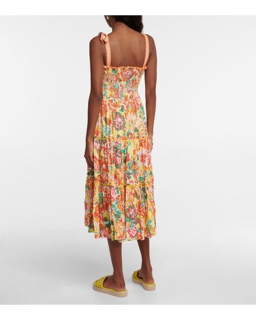 Poupette White Triny Printed Midi Dress