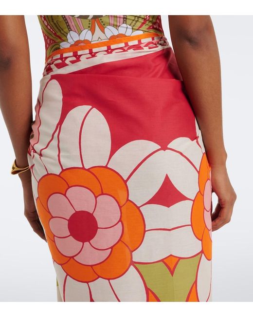 LaDoubleJ Red Printed Cotton Beach Cover-Up