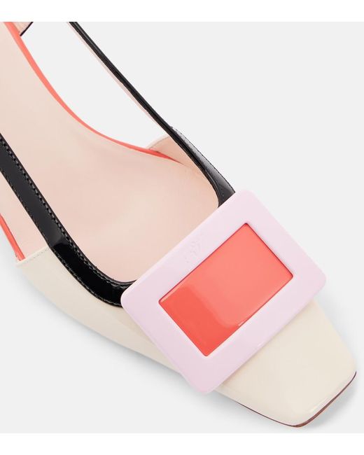 Roger Vivier Pink Belle Vivier 45 Patent Leather Slingback Pumps