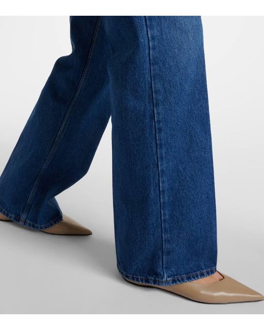 Jeans rectos de tiro alto AMI de color Blue