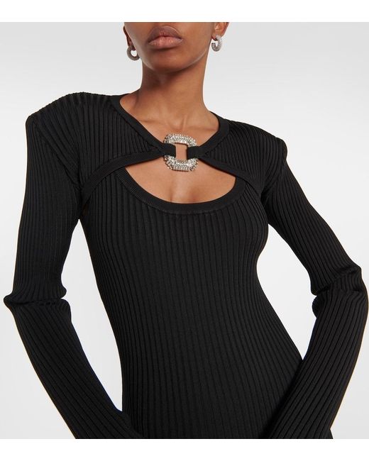 David Koma Black Evening Dress With Crystal Buckle