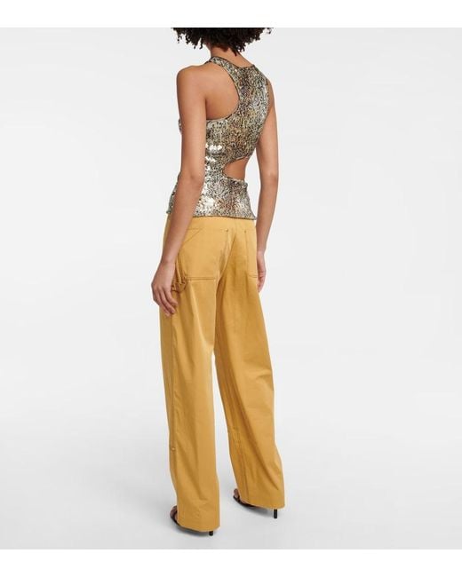 Stella McCartney Green Sequined Cutout Tank Top