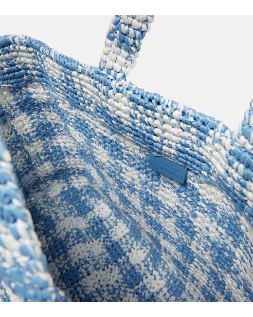 Prada Blue Logo Raffia-Effect Shopper