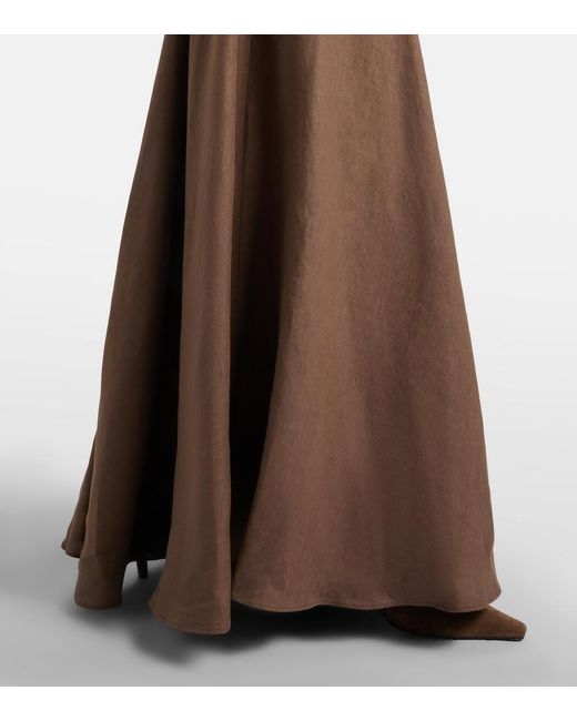 Ralph Lauren Brown Eldred Linen Maxi Dress