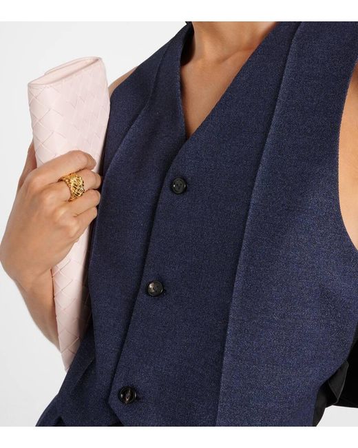 Anillo Intreccio De Plata De Ley Banada En Oro Bottega Veneta de color Metallic