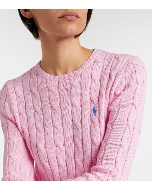 Polo Ralph Lauren Pink Cable-Knit Cotton Sweater