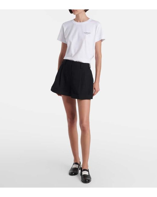 Short Plisse Grain De Poudre En Laine Givenchy en coloris Black