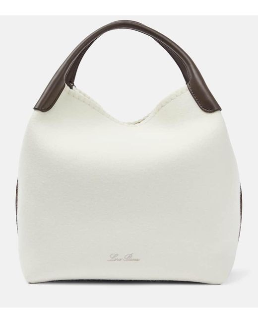Loro Piana White Bale Large Leather-trimmed Bucket Bag