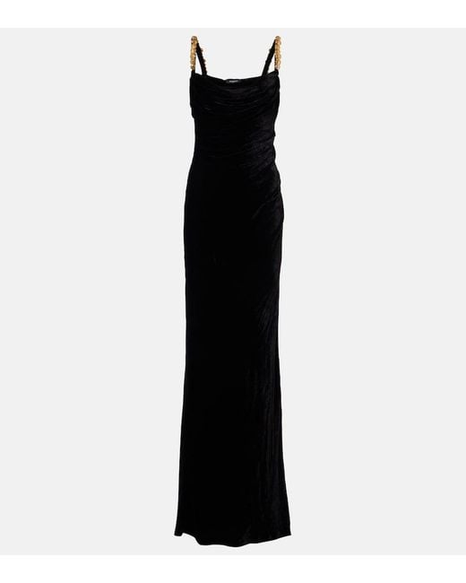 Balmain Black Jersey Maxi Dress