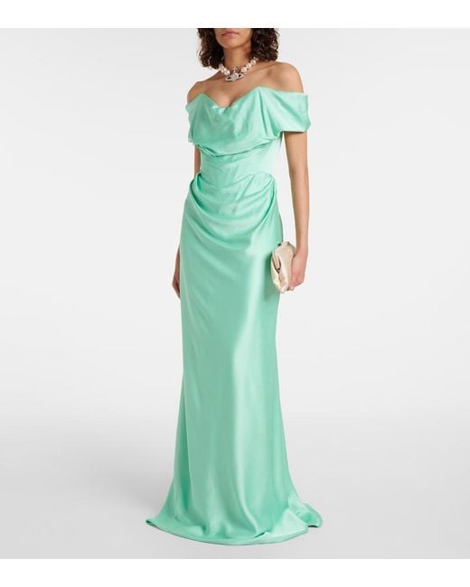 Vivienne Westwood Green Nova Cocotte Satin Corset Gown