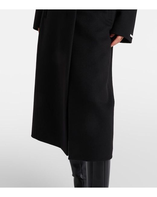 Sportmax Black Peplum Virgin Wool Coat