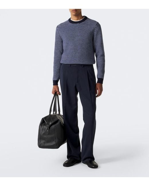 Lardini Blue Striped Wool And Cashmere Sweater for men