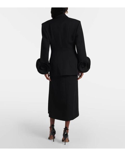 Blazer De Grisalla De Lana Virgen Con Apliques Valentino de color Black