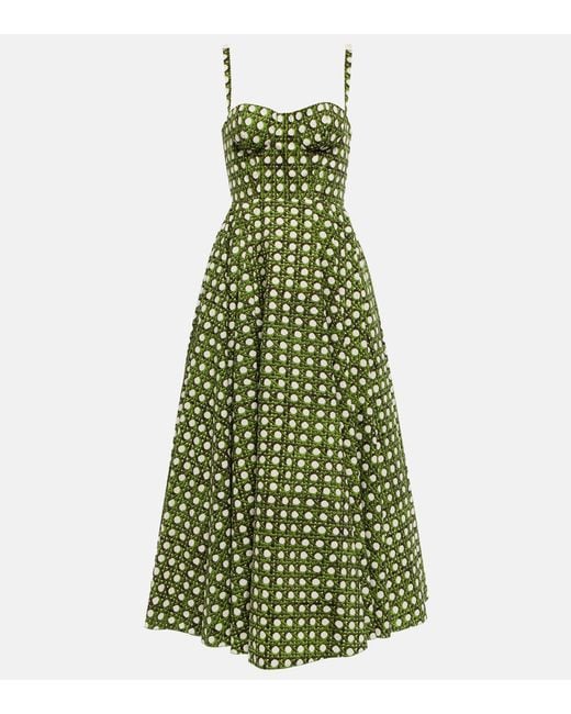 Giambattista Valli Green Printed Cotton Midi Dress