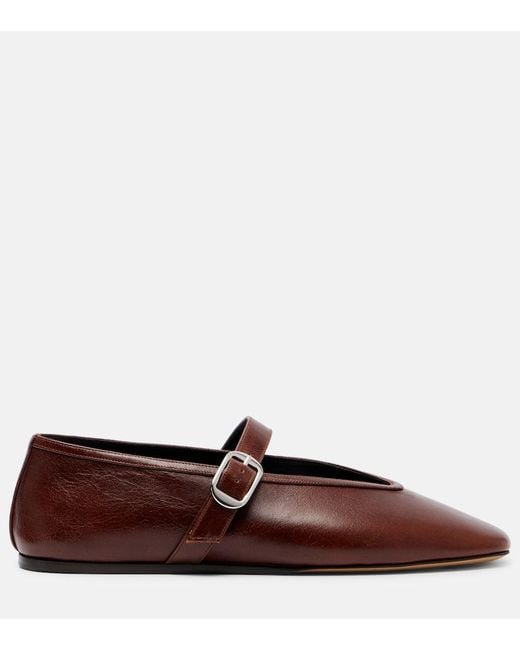 Le Monde Beryl Brown Stella Leather Mary Jane Flats