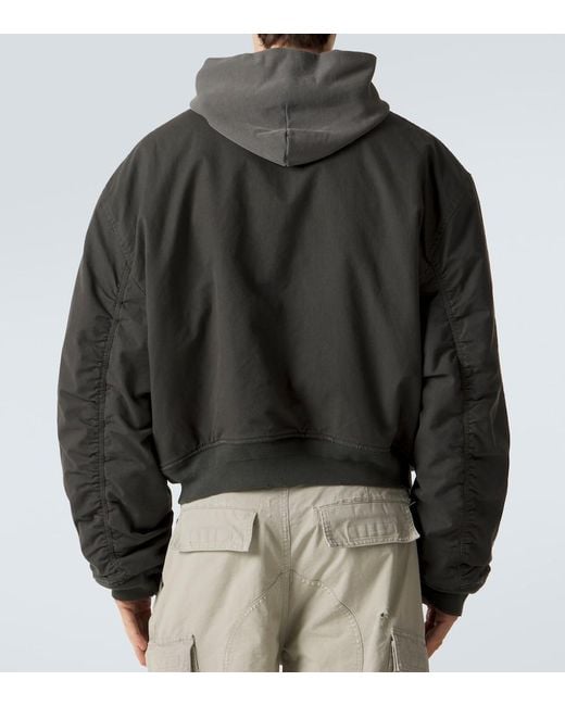 Balenciaga Black Cotton-Blend Hooded Bomber Jacket for men