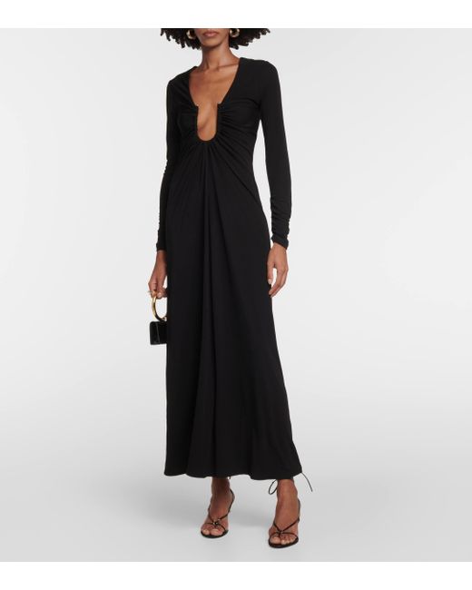 Christopher Esber Black Gathered Jersey Maxi Dress