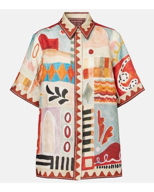 ALÉMAIS Red X Lrnce Michelle Printed Linen Shirt