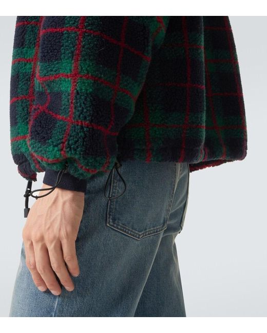 Miu Miu Green Checked Teddy Jacket for men