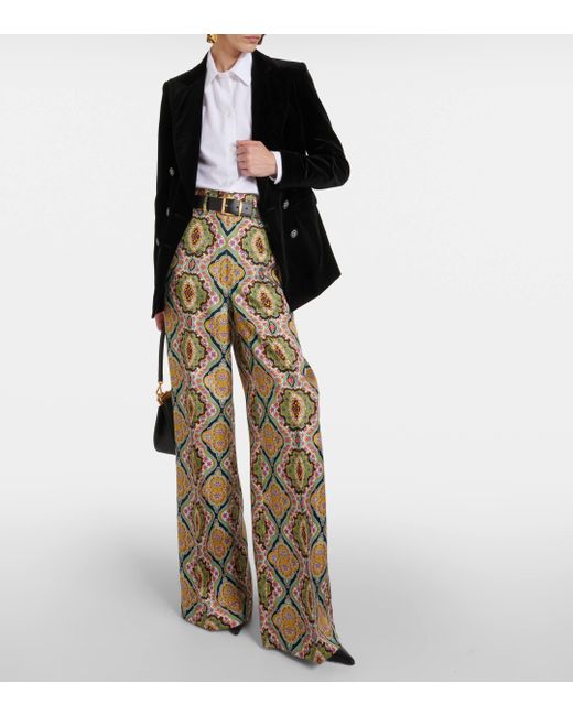 Pantalon ample imprime en soie Etro en coloris Metallic