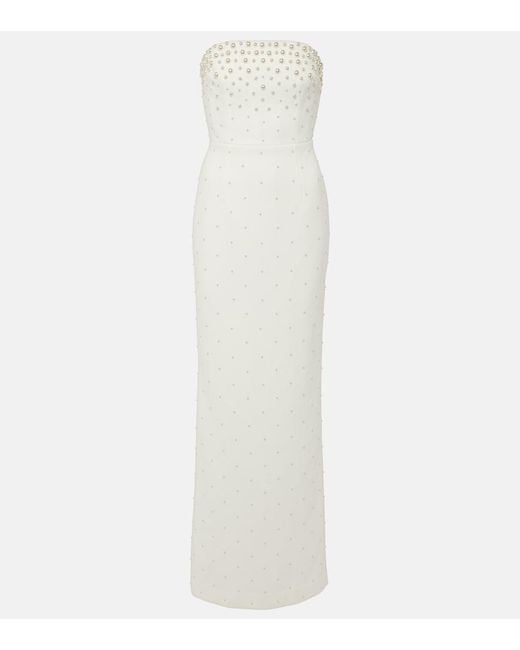 Rebecca Vallance White Bridal Theresa Faux Pearl-Embellished Gown