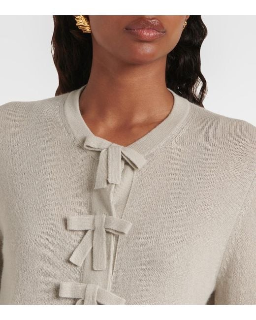 Jardin Des Orangers Natural Bow-Detail Cashmere Cardigan