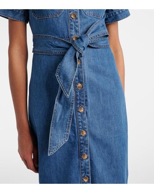 Veronica Beard Blue Tabby Cotton Shirt Dress