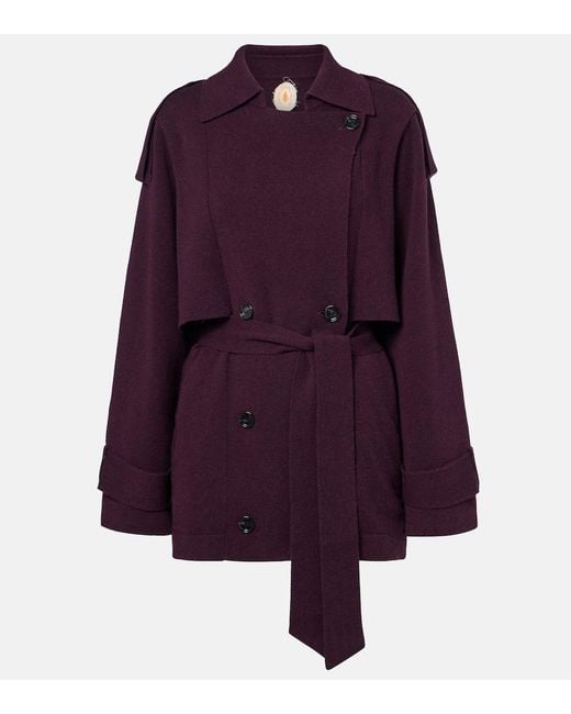 Jardin Des Orangers Purple Cropped Wool And Cashmere Trench Coat