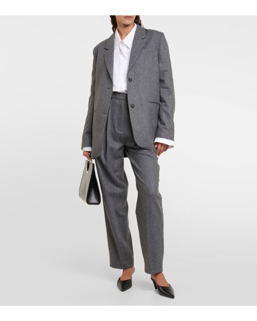 Pantalon droit en laine melangee Totême  en coloris Gray