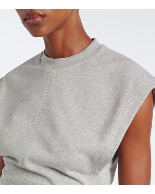 Alaïa Gray Cotton-Blend Fleece Crop Top