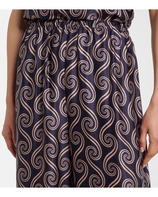Faithfull The Brand Blue Jensen Printed Satin Wide-Leg Pants